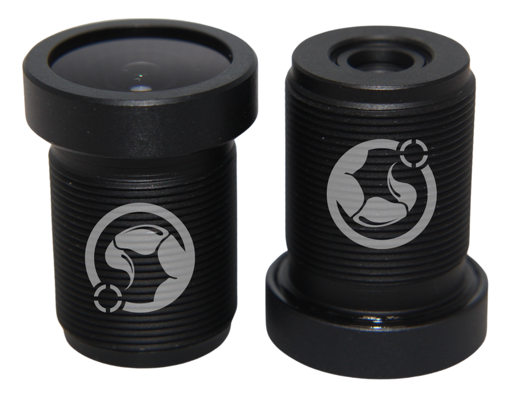 Two of the same M12 lenses with no background and has a scorpion vision logo watermark on both