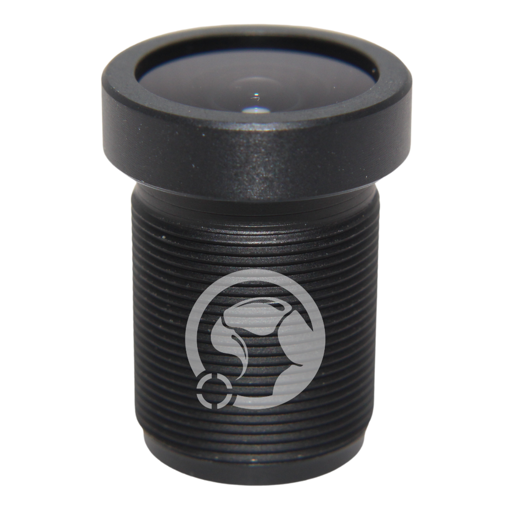 An M12 lens with no background and has a scorpion vision logo watermark